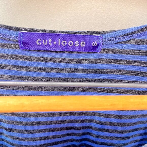 Cut Loose Womens Blue Striped Sleeveless Tiered V-Neck Dress S - Picture 2 of 3
